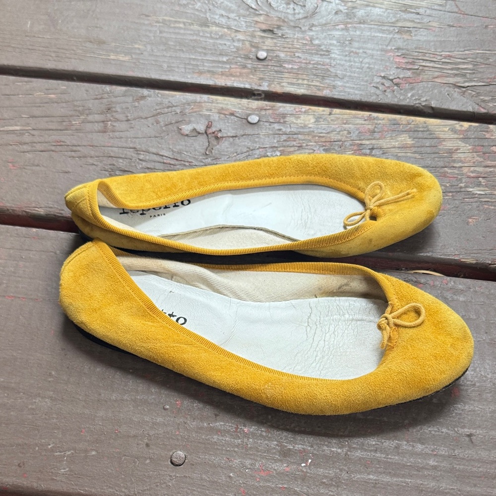 Yellow Suede Ballet Flats